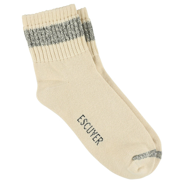 Escuyer Women Lurex Ankle Socks - Ecru / Black
