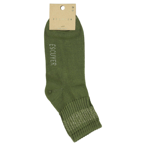 Escuyer Women Lurex Ankle Socks - Green / Gold
