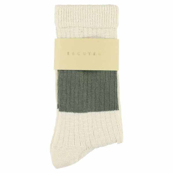 Escuyer Women Melange Band Socks - Ecru / Khaki