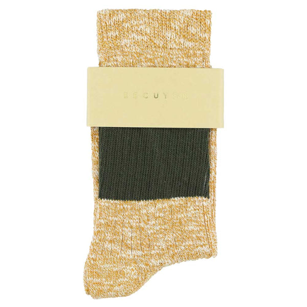 Escuyer Women Melange Band Socks - Mustard / Khaki