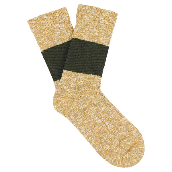 Escuyer Women Melange Band Socks - Mustard / Khaki