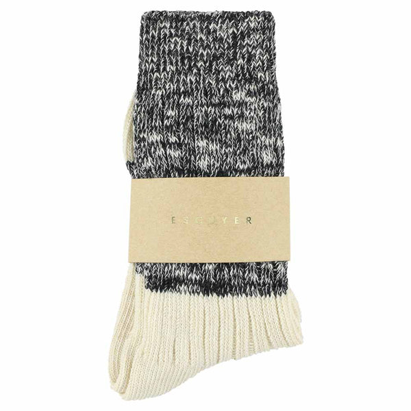 Escuyer Women Melange Block Socks - Black / Ecru