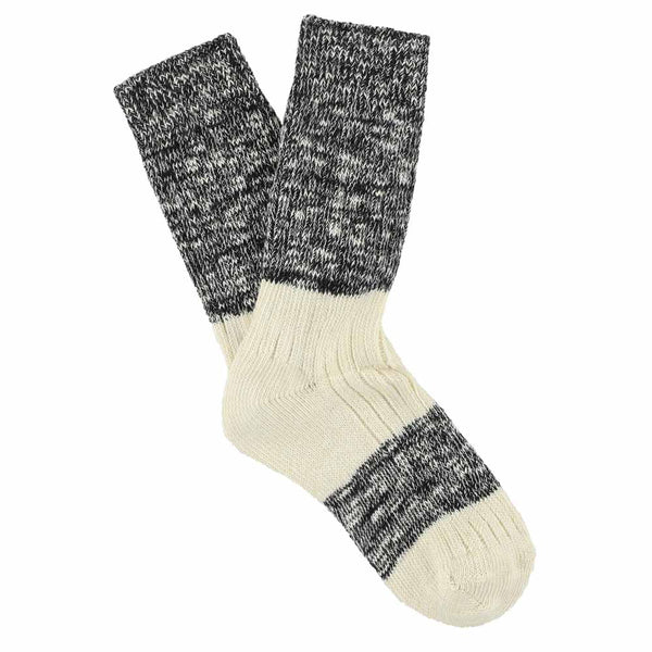Escuyer Women Melange Block Socks - Black / Ecru