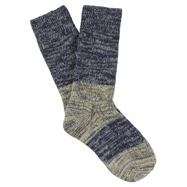 Escuyer Women Melange Block Socks - Blue / Ecru