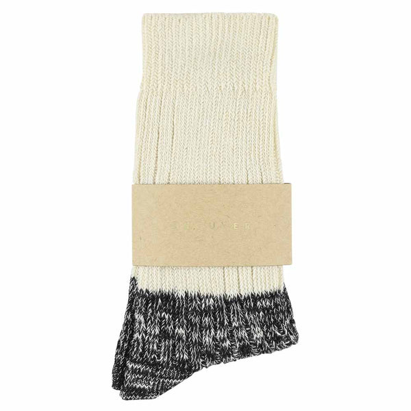 Escuyer Women Melange Block Socks - Ecru / Black