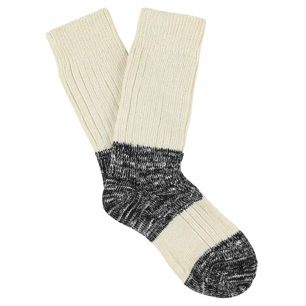 Escuyer Women Melange Block Socks - Ecru / Black