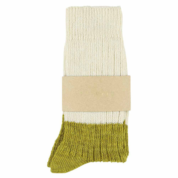 Escuyer Women Melange Block Socks - Ecru / Mustard