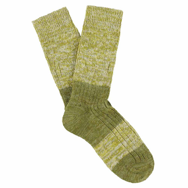 Escuyer Women Melange Block Socks Green / Olive