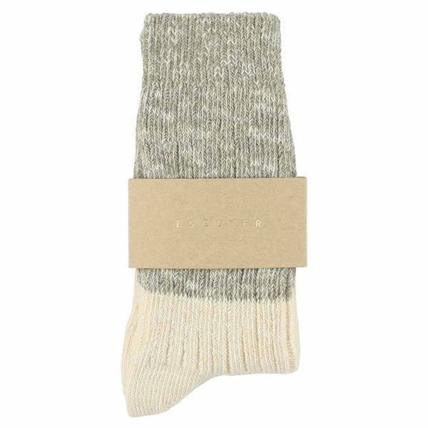 Escuyer Women Melange Block Socks - Light Grey / Ecru