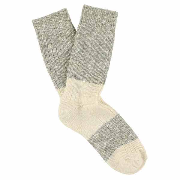 Escuyer Women Melange Block Socks - Light Grey / Ecru