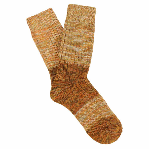 Escuyer Women Melange Block Socks Mustard / Brown