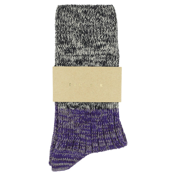 Escuyer Women Melange Block Socks - Navy / Purple