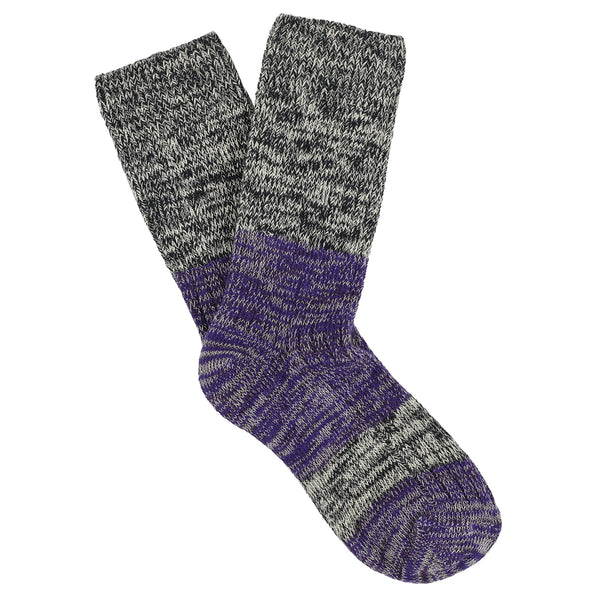 Escuyer Women Melange Block Socks - Navy / Purple