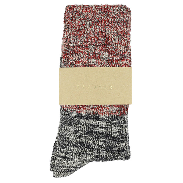 Escuyer Women Melange Block Socks - Navy / Red