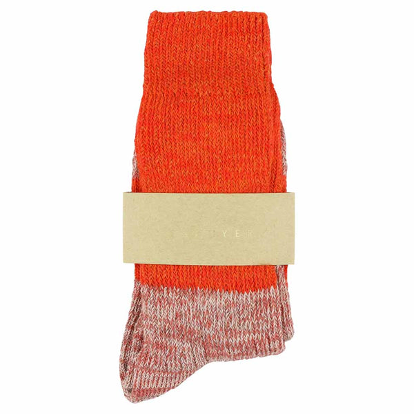 Escuyer Women Melange Block Socks - Orange / Pink