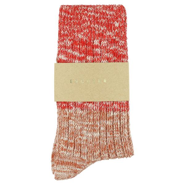 Escuyer Women Melange Block Socks - Orange / Pink