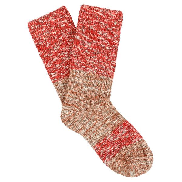 Escuyer Women Melange Block Socks - Orange / Pink