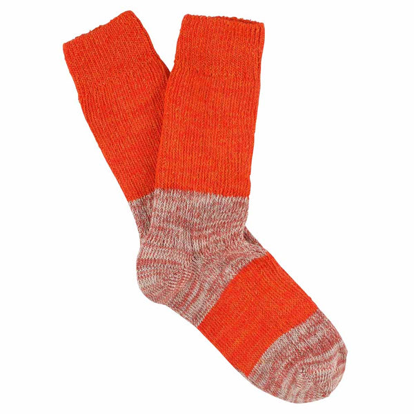 Escuyer Women Melange Block Socks - Orange / Pink