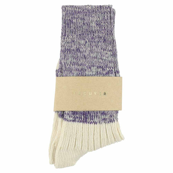 Escuyer Women Melange Block Socks - Purple / Ecru
