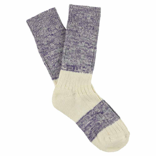 Escuyer Women Melange Block Socks - Purple / Ecru