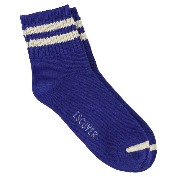 Escuyer Women Stripes Ankle Socks - Blue / Ecru