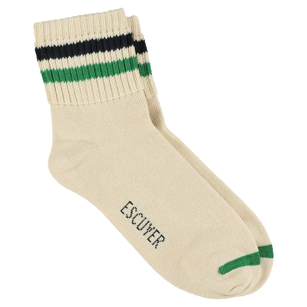 Escuyer Women Stripes Ankle Socks - Ecru / Blue / Green
