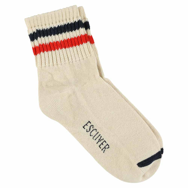 Escuyer Women Stripes Ankle Socks - Ecru / Blue / Orange