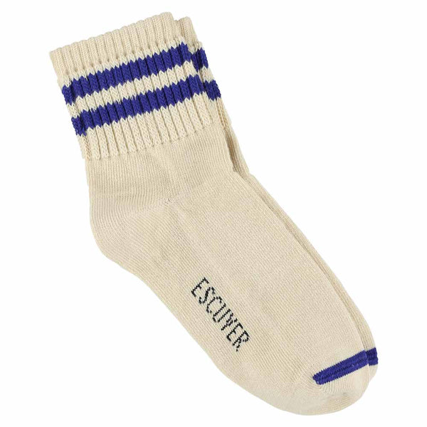 Escuyer Women Stripes Ankle Socks - Ecru / Bright Blue