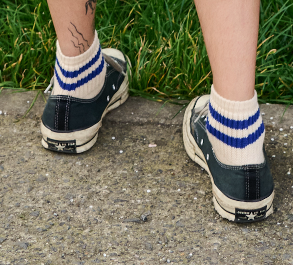 Escuyer Women Stripes Ankle Socks - Ecru / Green