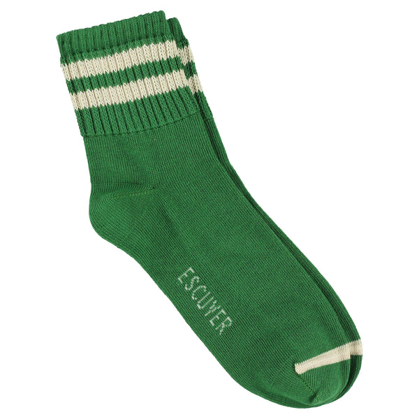 Escuyer Women Stripes Ankle Socks - Green / Ecru