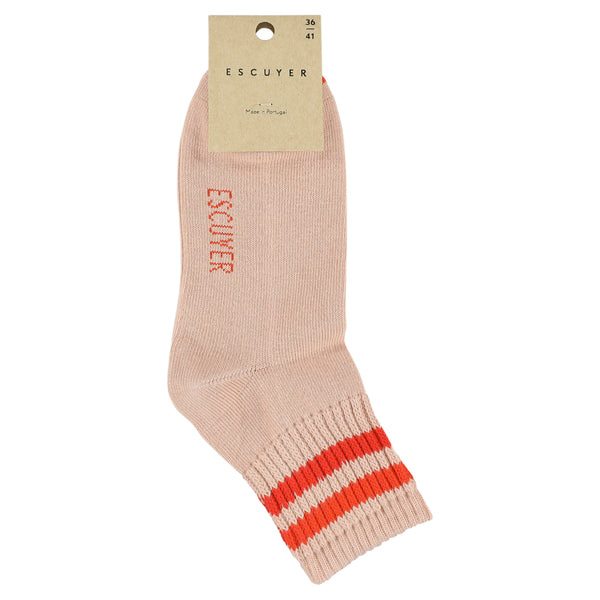 Escuyer Women Stripes Ankle Socks - Pink / Orange