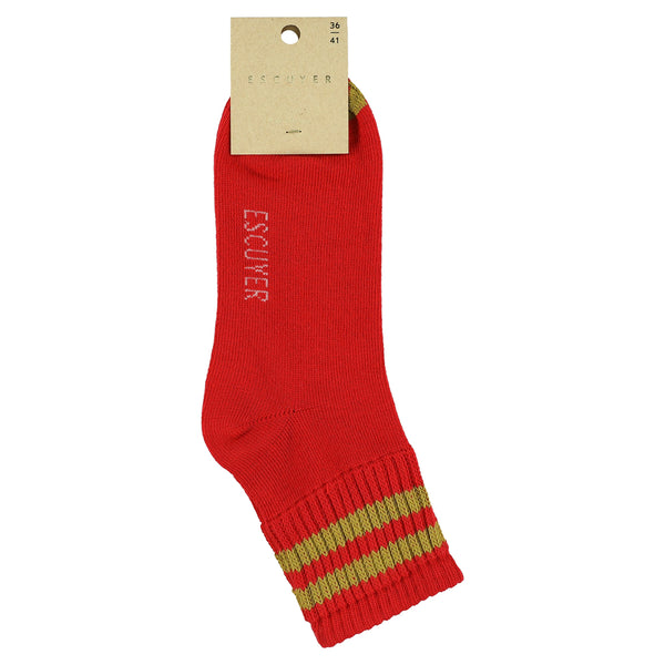 Escuyer Women Stripes Ankle Socks - Red / Gold