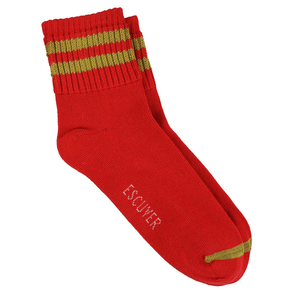Escuyer Women Stripes Ankle Socks - Red / Gold