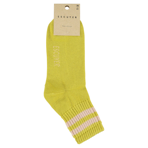 Escuyer Women Stripes Ankle Socks - Yellow / Pink
