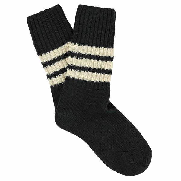 Escuyer Women Stripes Crew Socks - Black / Ecru