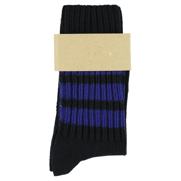 Escuyer Women Stripes Crew Socks - Blue / Bright Blue