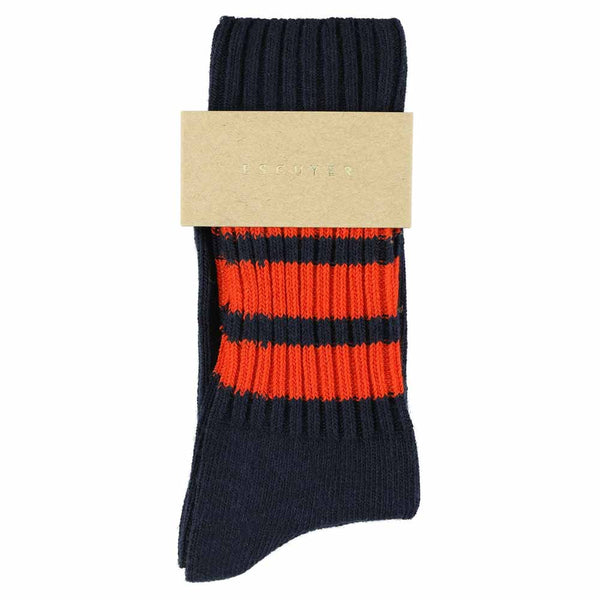 Escuyer Women Stripes Crew Socks - Blue / Orange