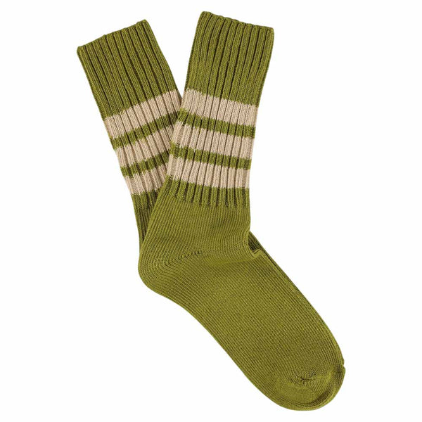 Escuyer Women Stripes Crew Socks - Khaki / Pink