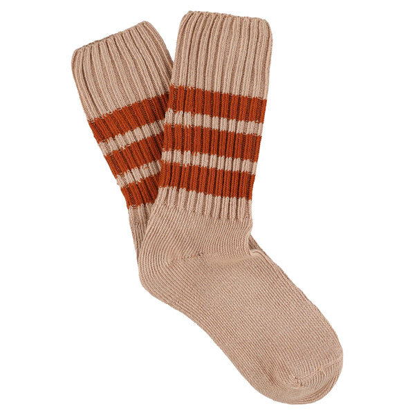 Escuyer Women Stripes Crew Socks - Pink / Brick