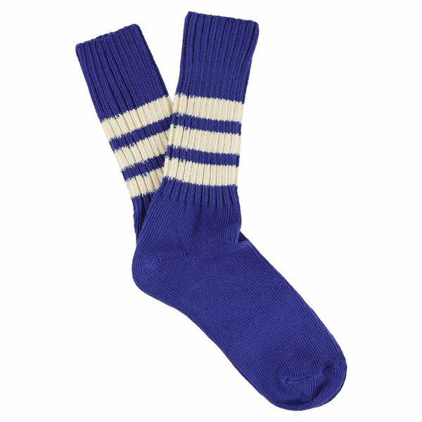 Escuyer Women Stripes Crew Socks - Vintage Blue / Ecru