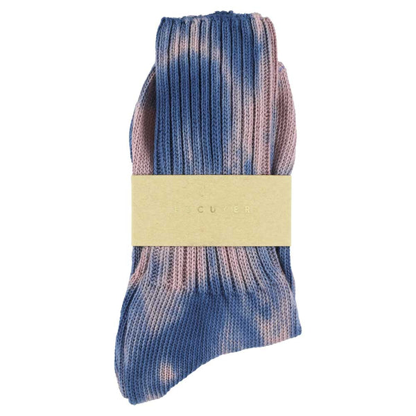Escuyer Women Tie Dye Socks - Indigo / Coral