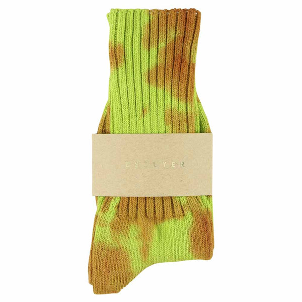 Escuyer Women Tie Dye Socks - Rust / Lime