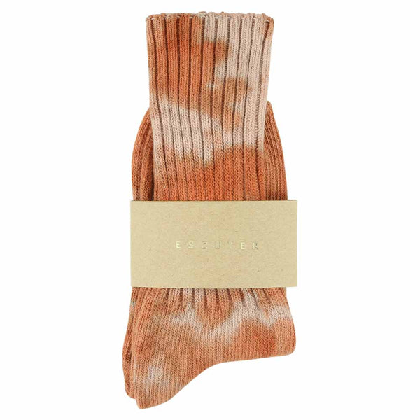 Escuyer Women Tie Dye Socks - Rust / Pink
