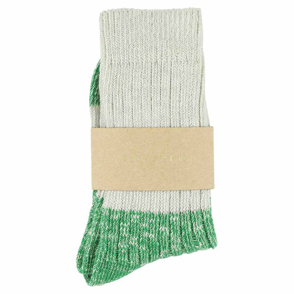 Escuyer Women Melange Block Socks - Ecru / Bright Green