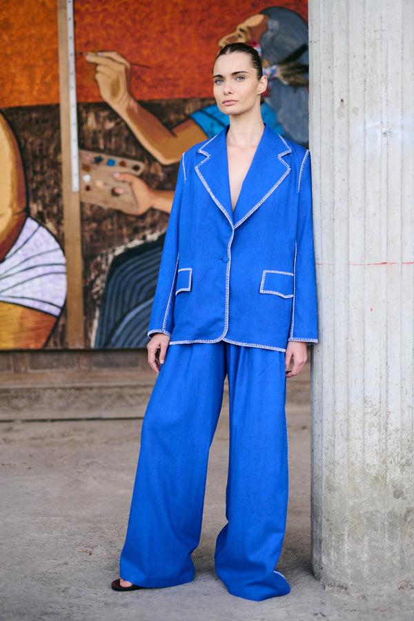 Escvdo AMALIA PANTS | ELECTRIC BLUE/ IVORY