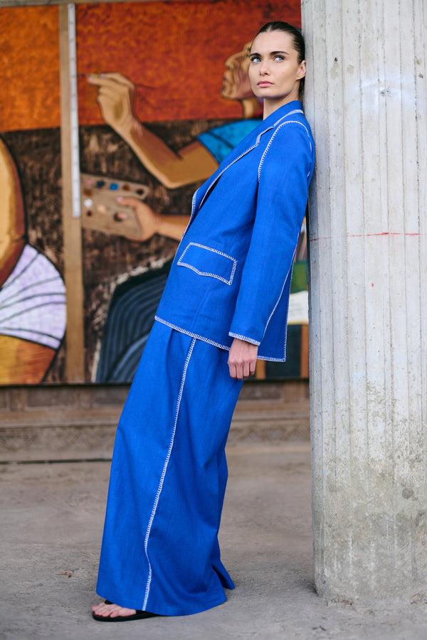 Escvdo AMALIA PANTS | ELECTRIC BLUE/ IVORY