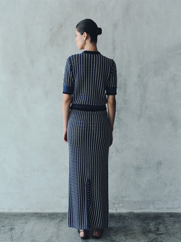 Escvdo APU KNITTED TOP | ELECTRIC BLUE - BLACK