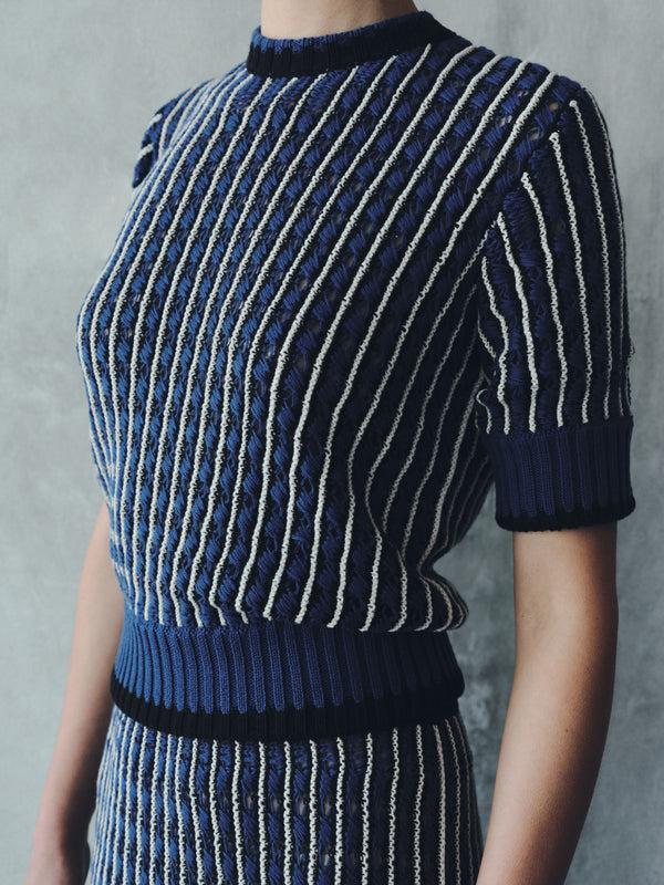 Escvdo APU KNITTED TOP | ELECTRIC BLUE - BLACK