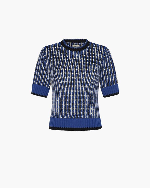 escvdo APU KNITTED TOP | ELECTRIC BLUE - BLACK