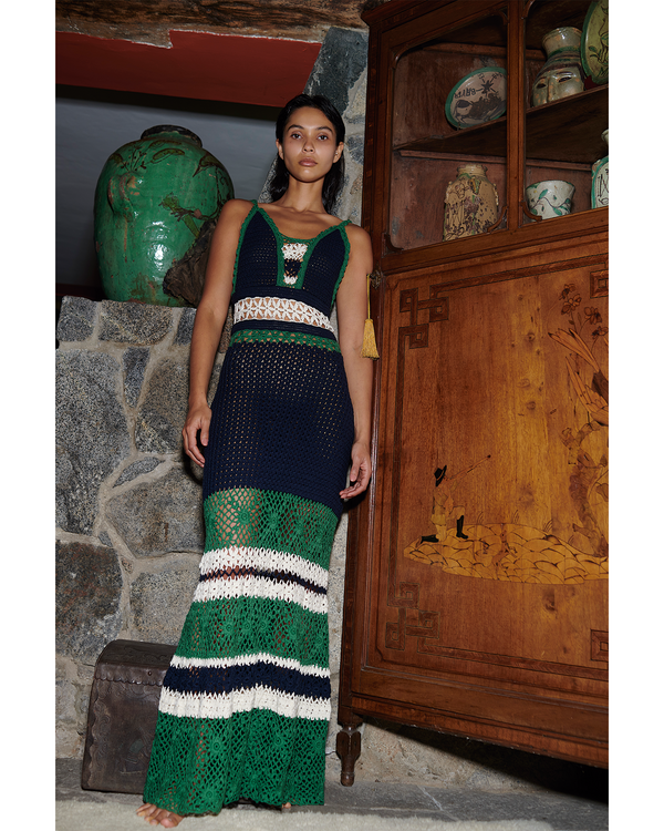 Escvdo BELLA MAXI DRESS | BLUE & GREEN